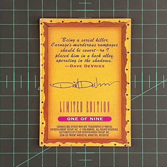 1 Carnage | DeVries | 1995 | Fleer Ultra Spider - Man Masterpieces | Trading Card - RetroguySA
