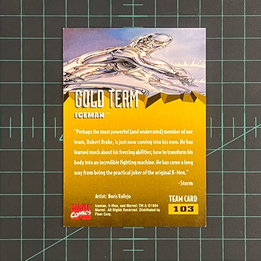 103 Iceman | Vallejo | Gold team | 1995 | Fleer Ultra X - Men | Trading Card - RetroguySA
