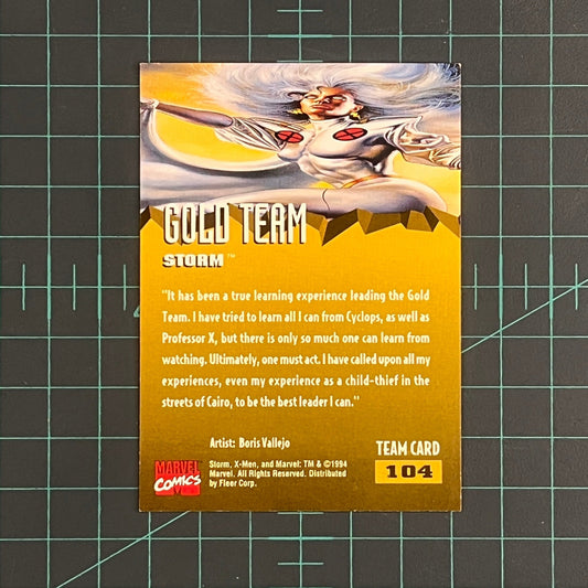 104 Storm | Vallejo | Gold team | 1995 | Fleer Ultra X - Men | Trading Card - RetroguySA