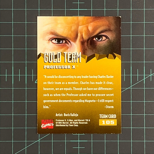 105 Professor X | Vallejo | Gold team | 1995 | Fleer Ultra X - Men | Trading Card - RetroguySA