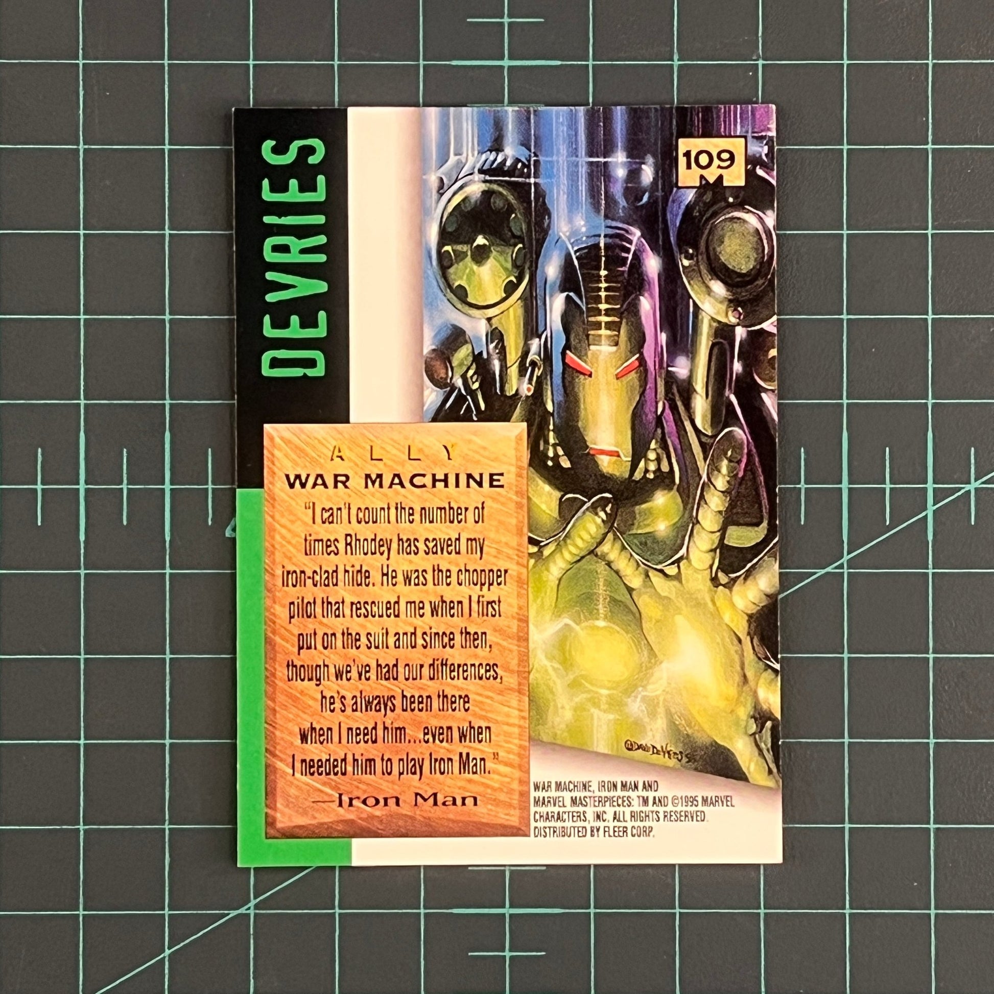 109 War Machine | Devries | 1995 | Marvel Masterpieces | Trading Card - RetroguySA