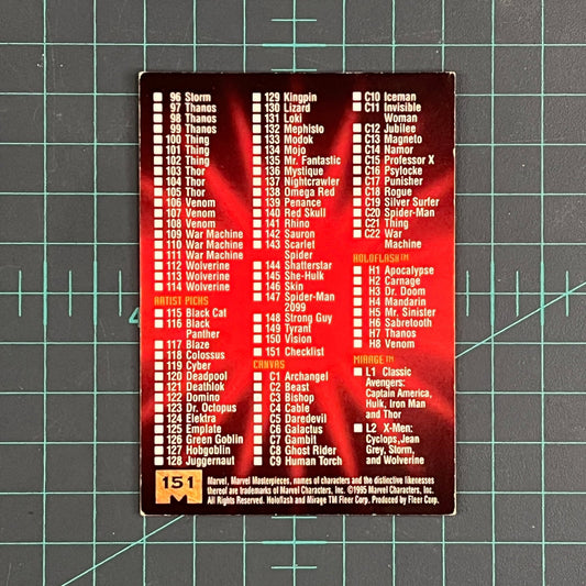 155 Checklist | 1995 | Marvel Masterpieces | Trading Card - RetroguySA