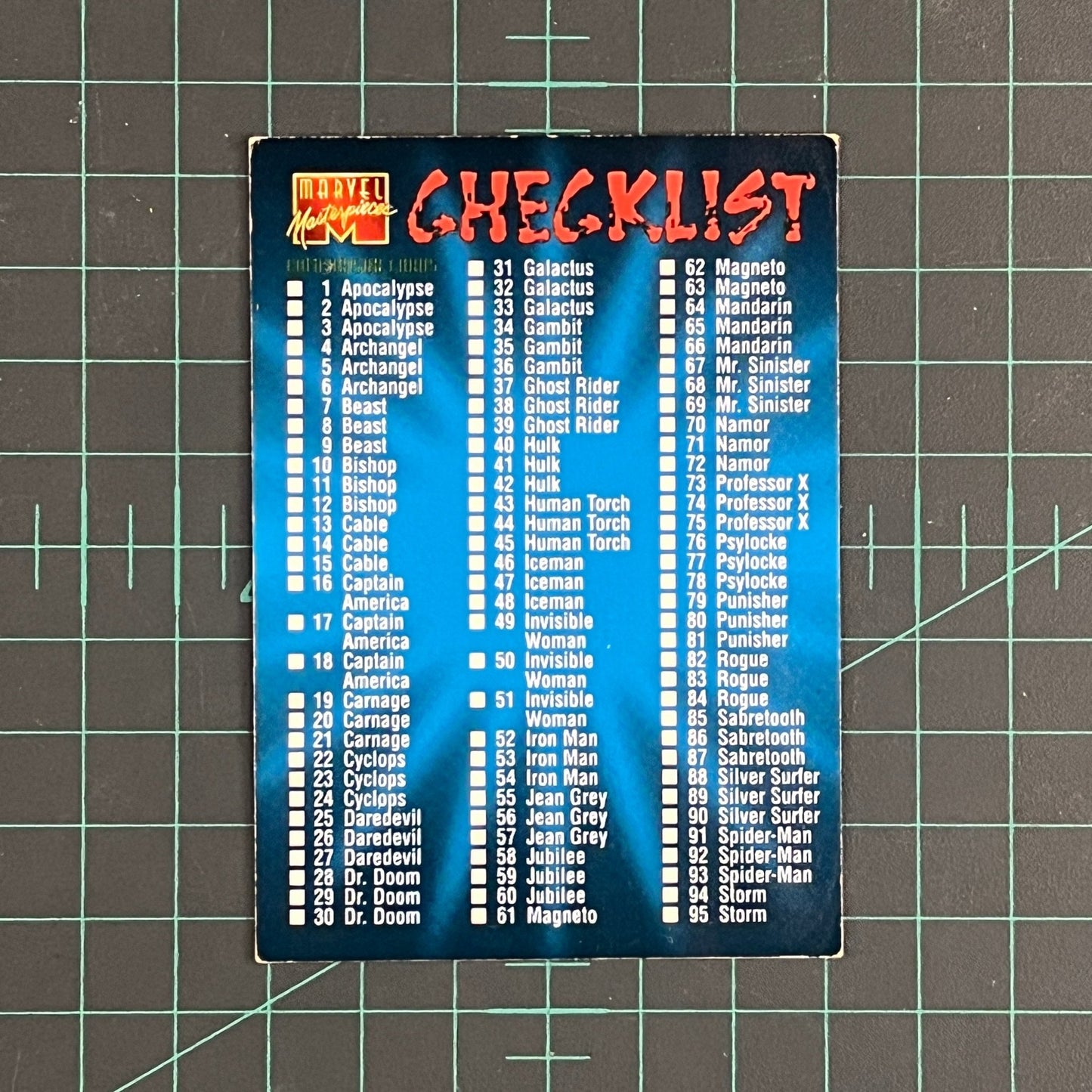 155 Checklist | 1995 | Marvel Masterpieces | Trading Card - RetroguySA