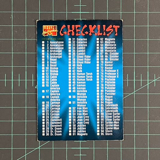155 Checklist | 1995 | Marvel Masterpieces | Trading Card - RetroguySA