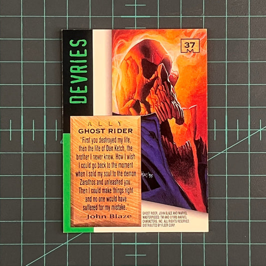 37 Ghost Rider | Devries | 1995 | Marvel Masterpieces | Trading Card - RetroguySA