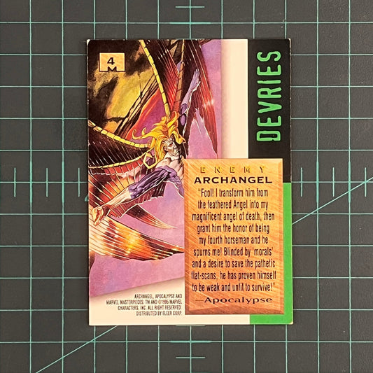4 Archangel | Devries | 1995 | Marvel Masterpieces | Trading Card - RetroguySA