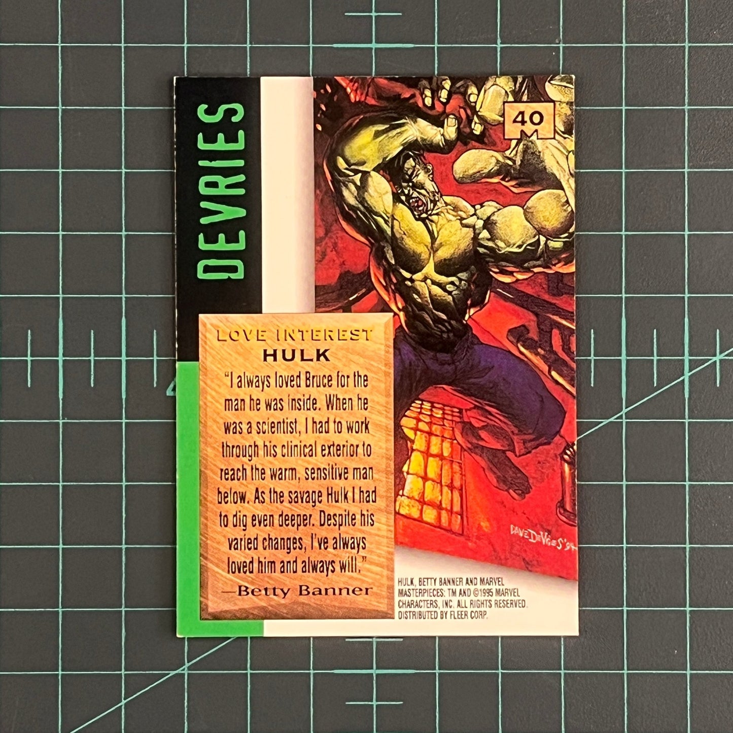 40 Hulk | Devries | 1995 | Marvel Masterpieces | Trading Card - RetroguySA