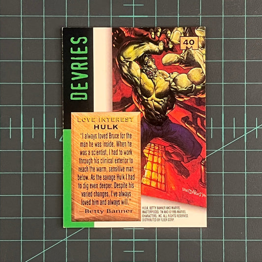 40 Hulk | Devries | 1995 | Marvel Masterpieces | Trading Card - RetroguySA