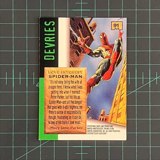 91 Spider - Man | Devries | 1995 | Marvel Masterpieces | Trading Card - RetroguySA