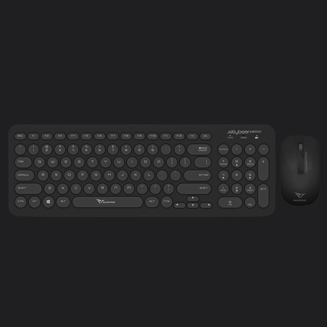 Alcatroz A2000 Jellybean Wireless Keyboard and Mouse Combo - Black