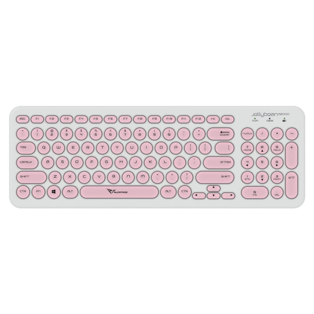 Alcatroz A2000 Jellybean Wireless Keyboard and Mouse Combo - White/Peach