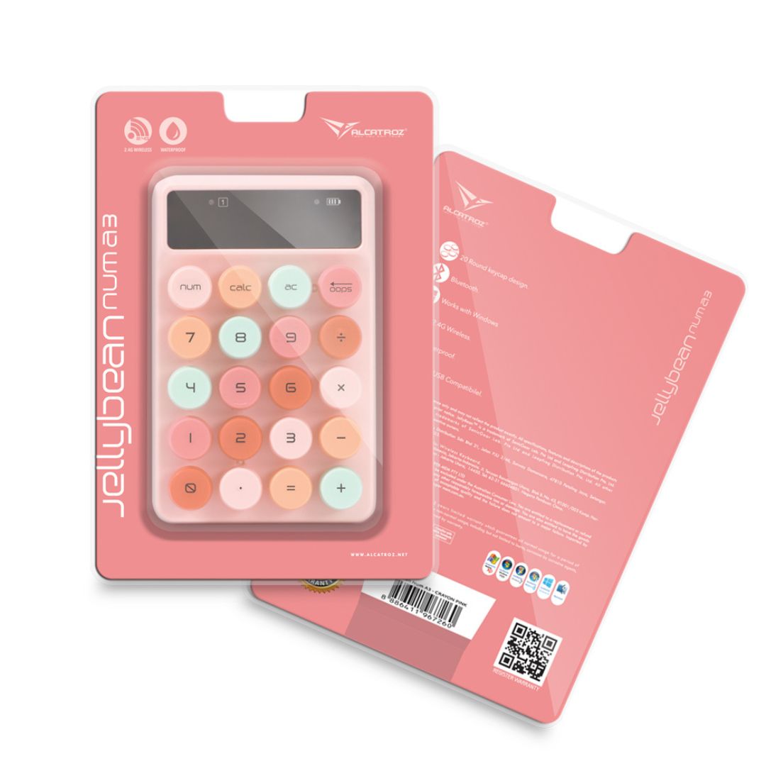 Alcatroz JellyBean Num A3 Bluetooth and Wireless Numpad - Crayon Pink
