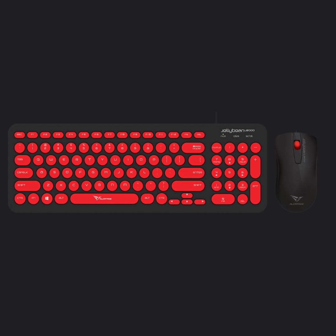 Alcatroz Jellybean U2000 Keyboard and Mouse - Black/Red
