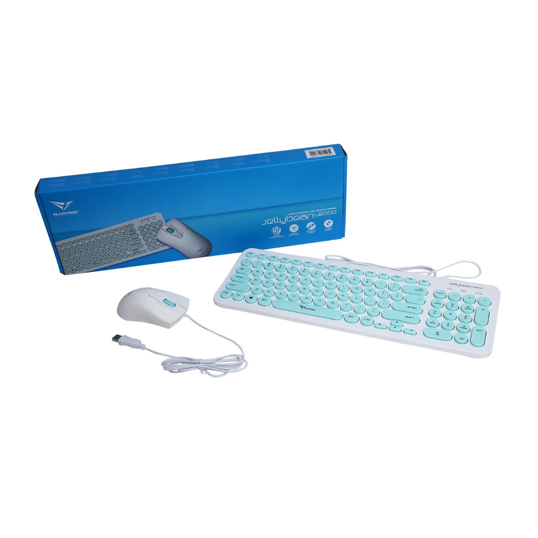 Alcatroz Jellybean U2000 Keyboard and Mouse - White/Mint