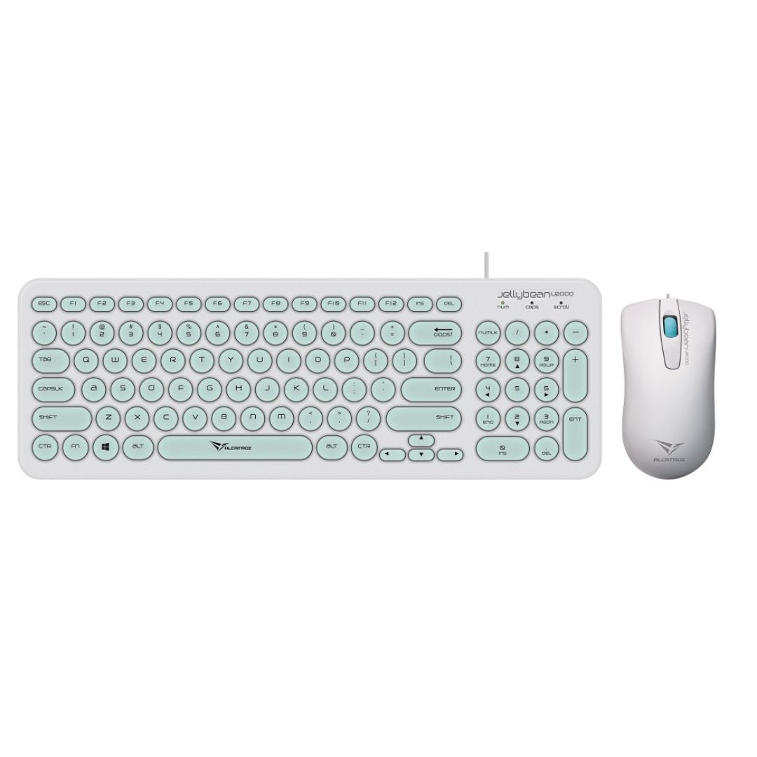 Alcatroz Jellybean U2000 Keyboard and Mouse - White/Mint