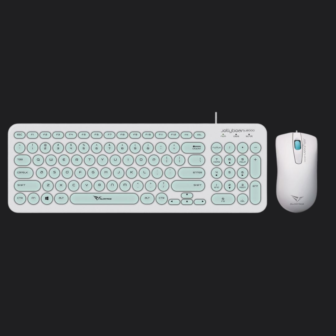 Alcatroz Jellybean U2000 Keyboard and Mouse - White/Mint