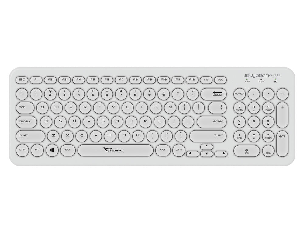 Alcatroz A2000 Jellybean Wireless Keyboard and Mouse Combo - White - RetroguySA