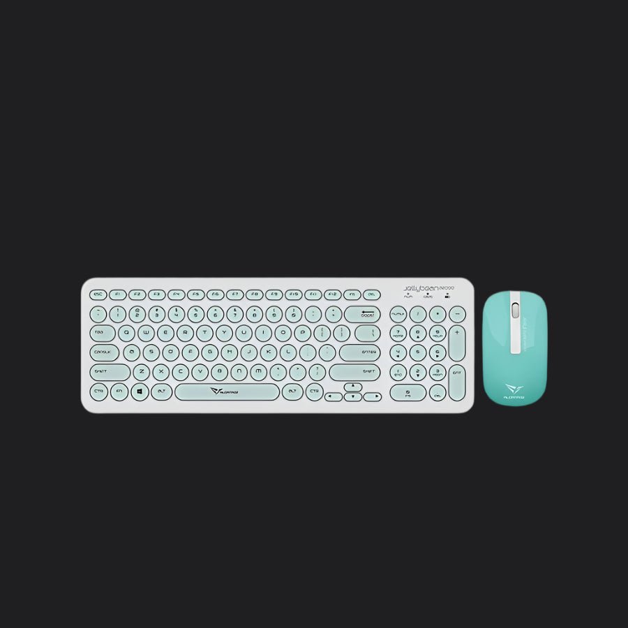 Alcatroz A2000 Jellybean Wireless Keyboard and Mouse Combo - White/Mint - RetroguySA