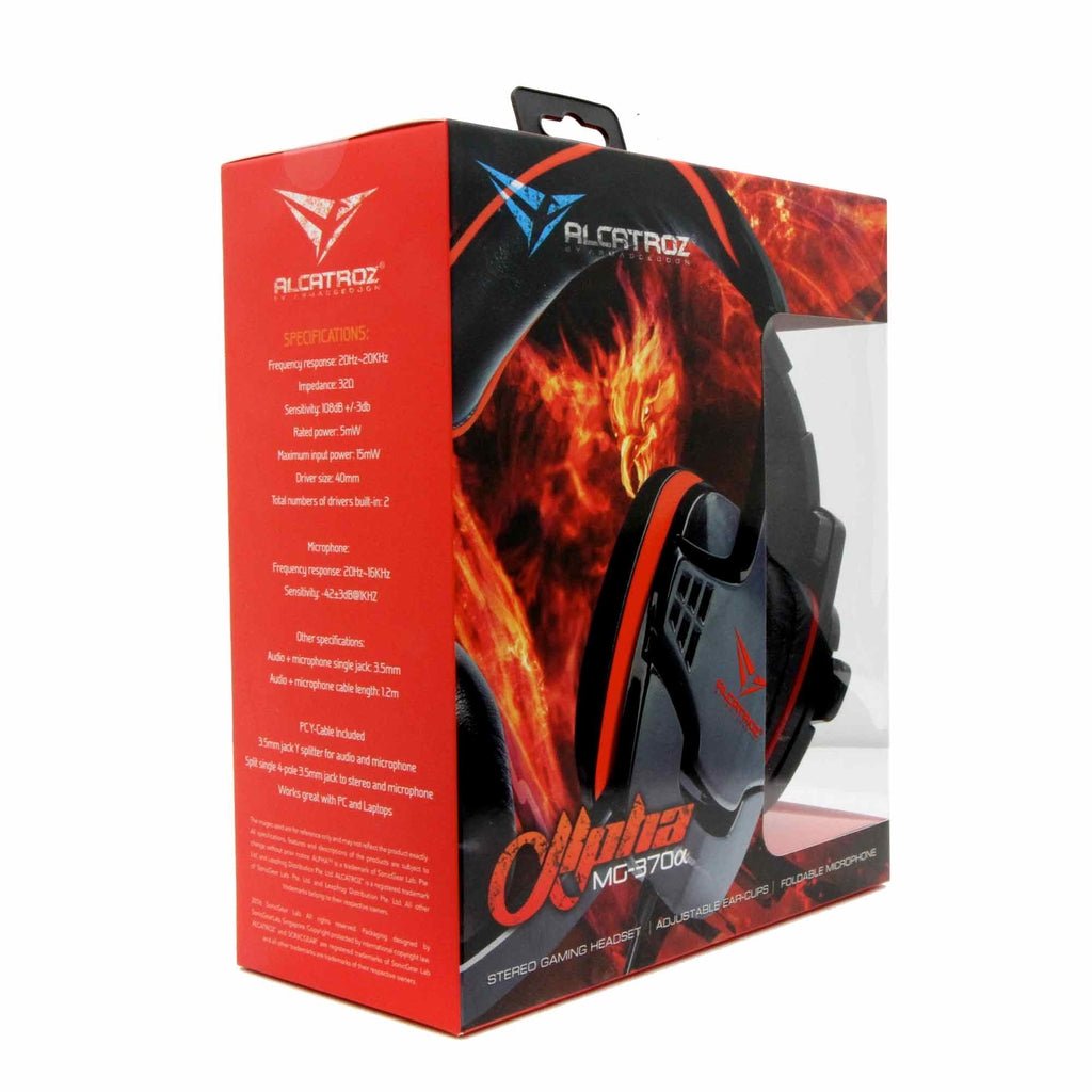 Alcatroz Alpha MG - 370 Gaming Headset - Black/Red - RetroguySA