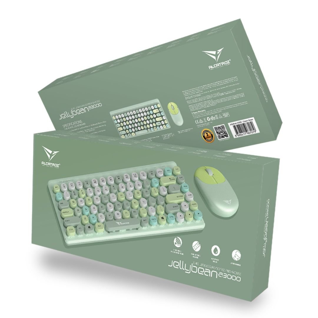 Alcatroz JellyBean A3000 Wireless and Bluetooth Combo - Crayon Green - RetroguySA