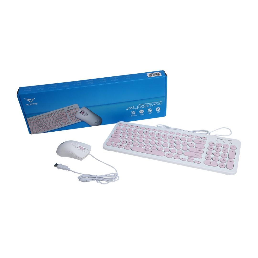 Alcatroz Jellybean U2000 Keyboard and Mouse - White/Peach - RetroguySA