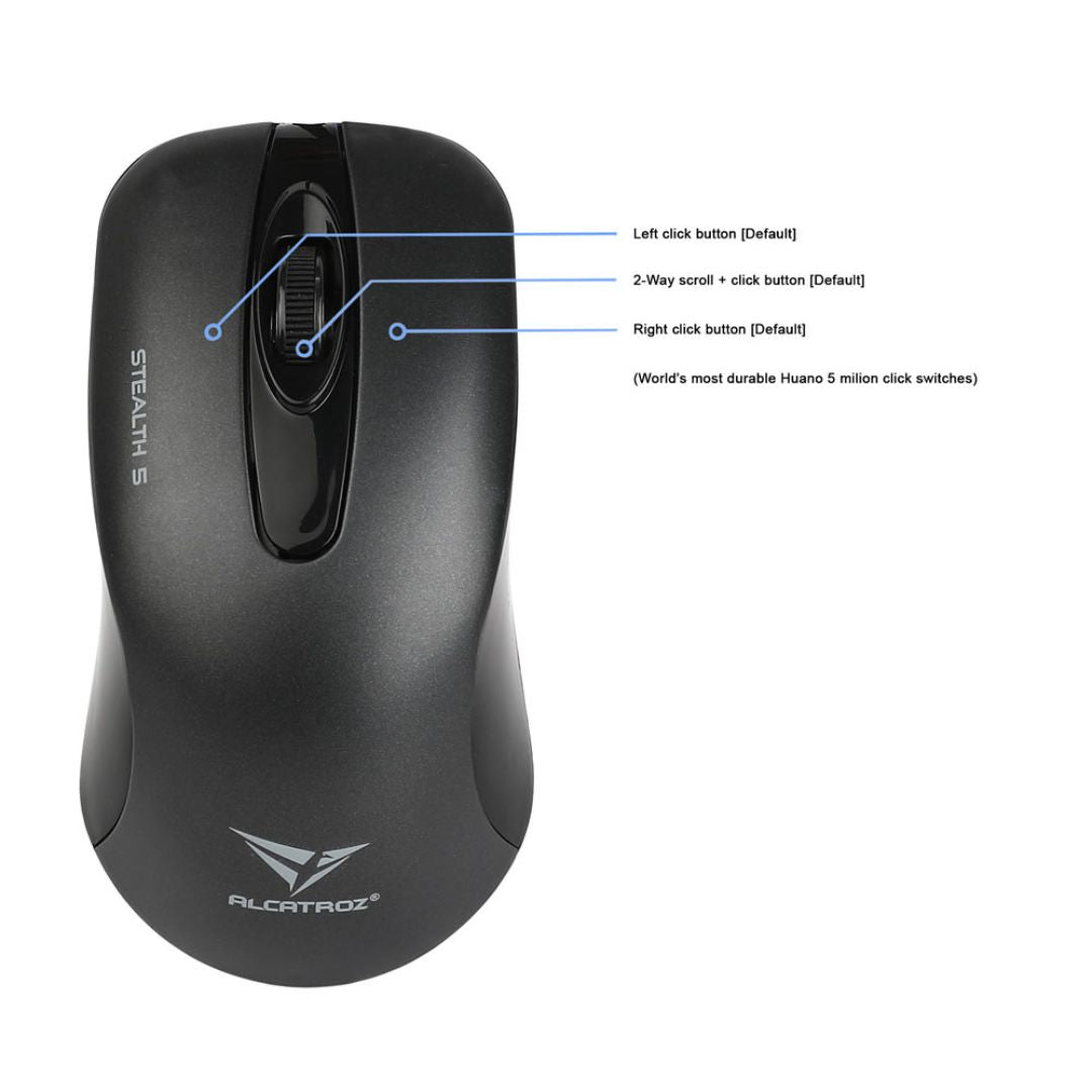 Alcatroz Stealth 5 USB Mouse - Grey - RetroguySA