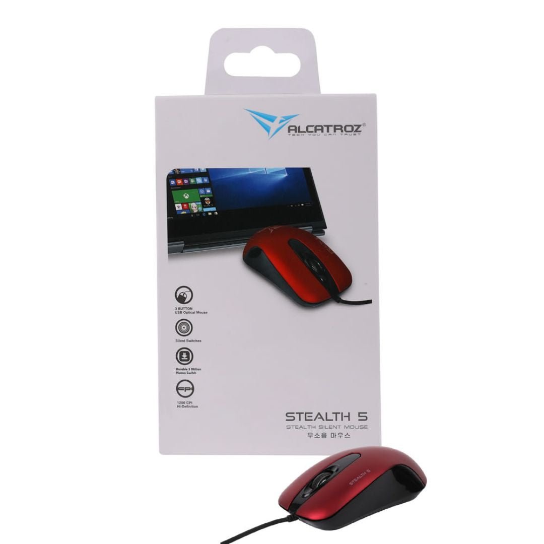 Alcatroz Stealth 5 USB Mouse - Metallic Red - RetroguySA