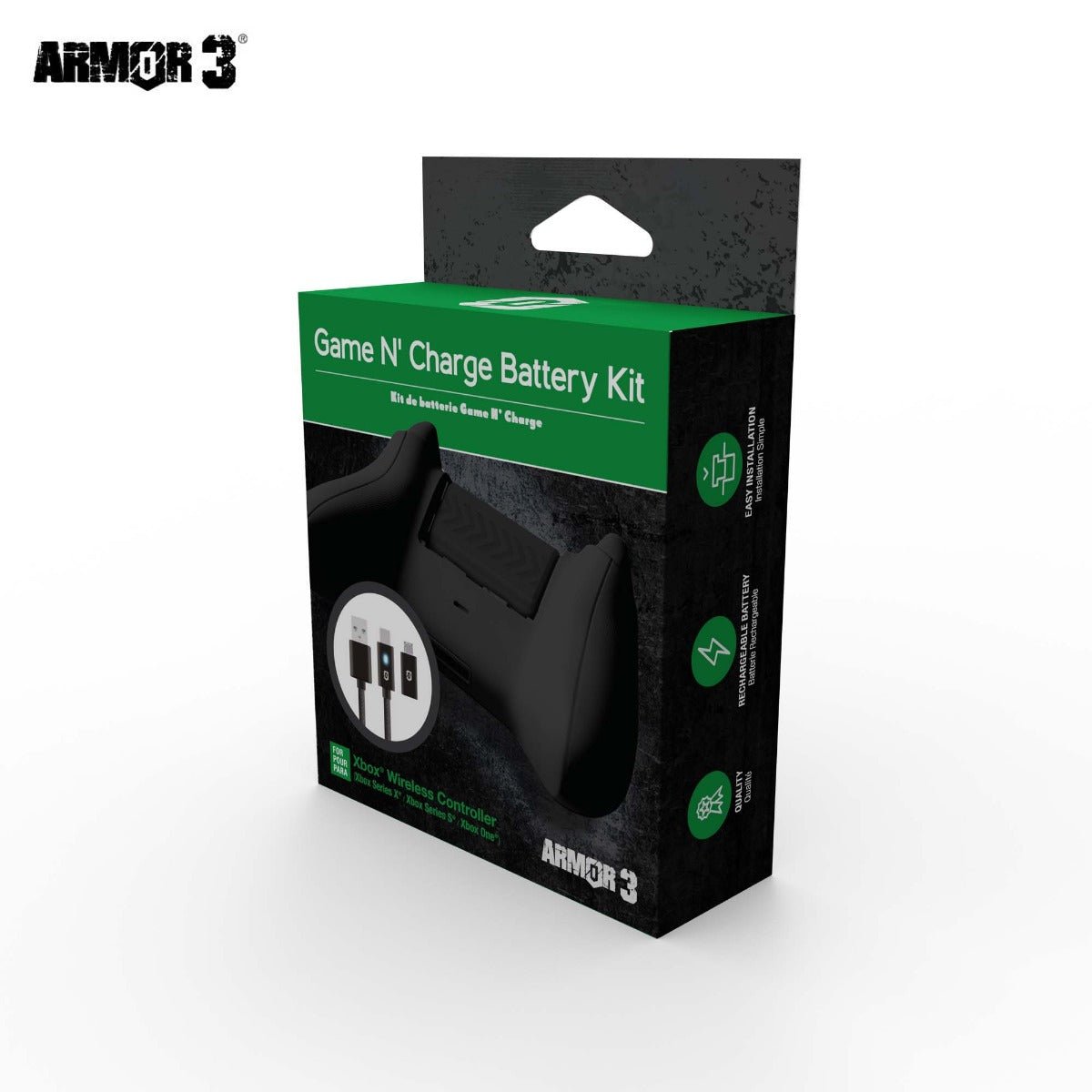 Armor3 Game N' Charge Battery Kit for Xbox Series X - Black - RetroguySA