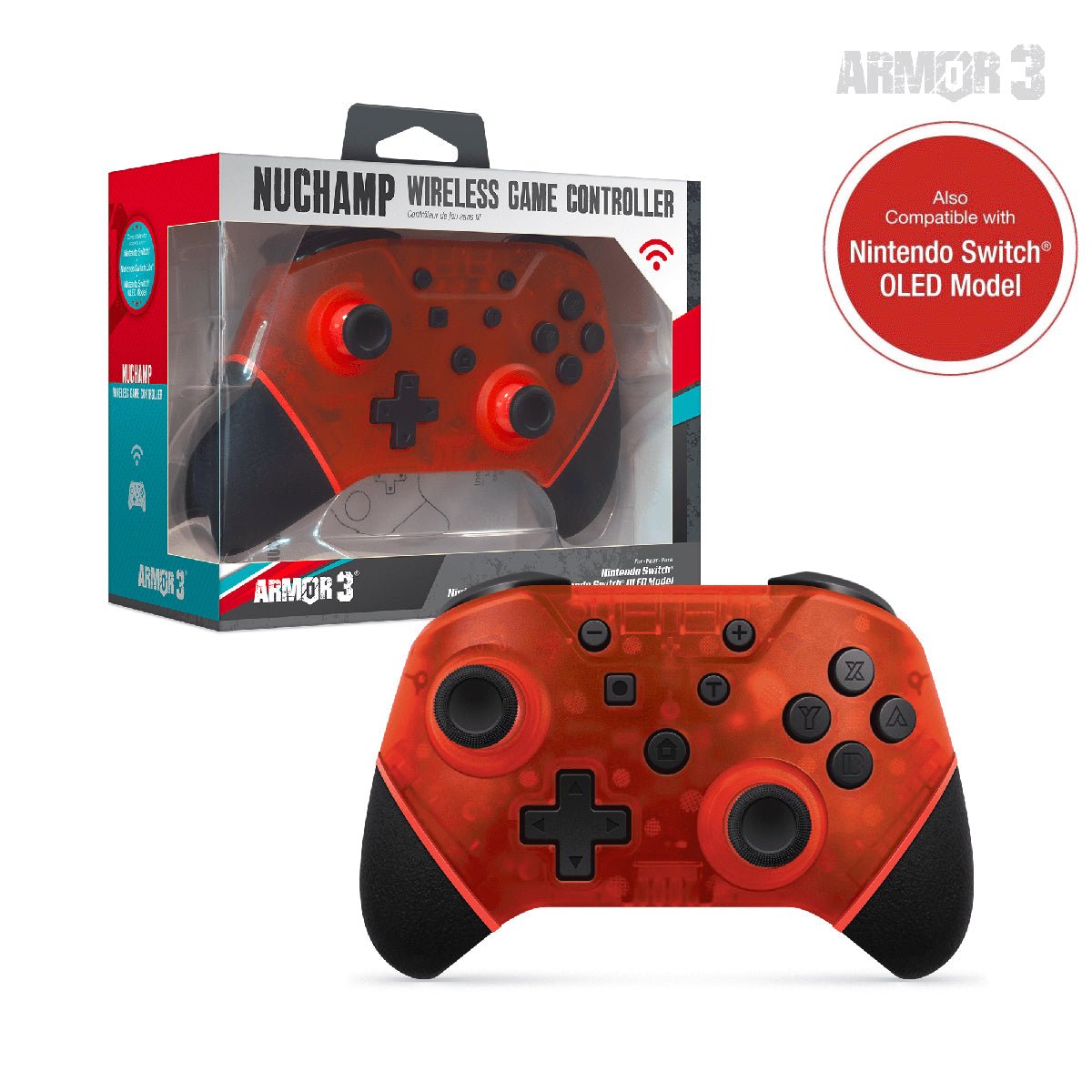 Armor3 NuChamp Wireless Switch Controller - Ruby Red - RetroguySA