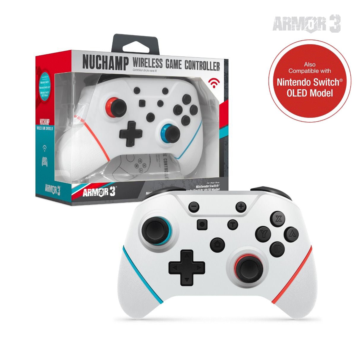 Armor3 NuChamp Wireless Switch Controller - White - RetroguySA