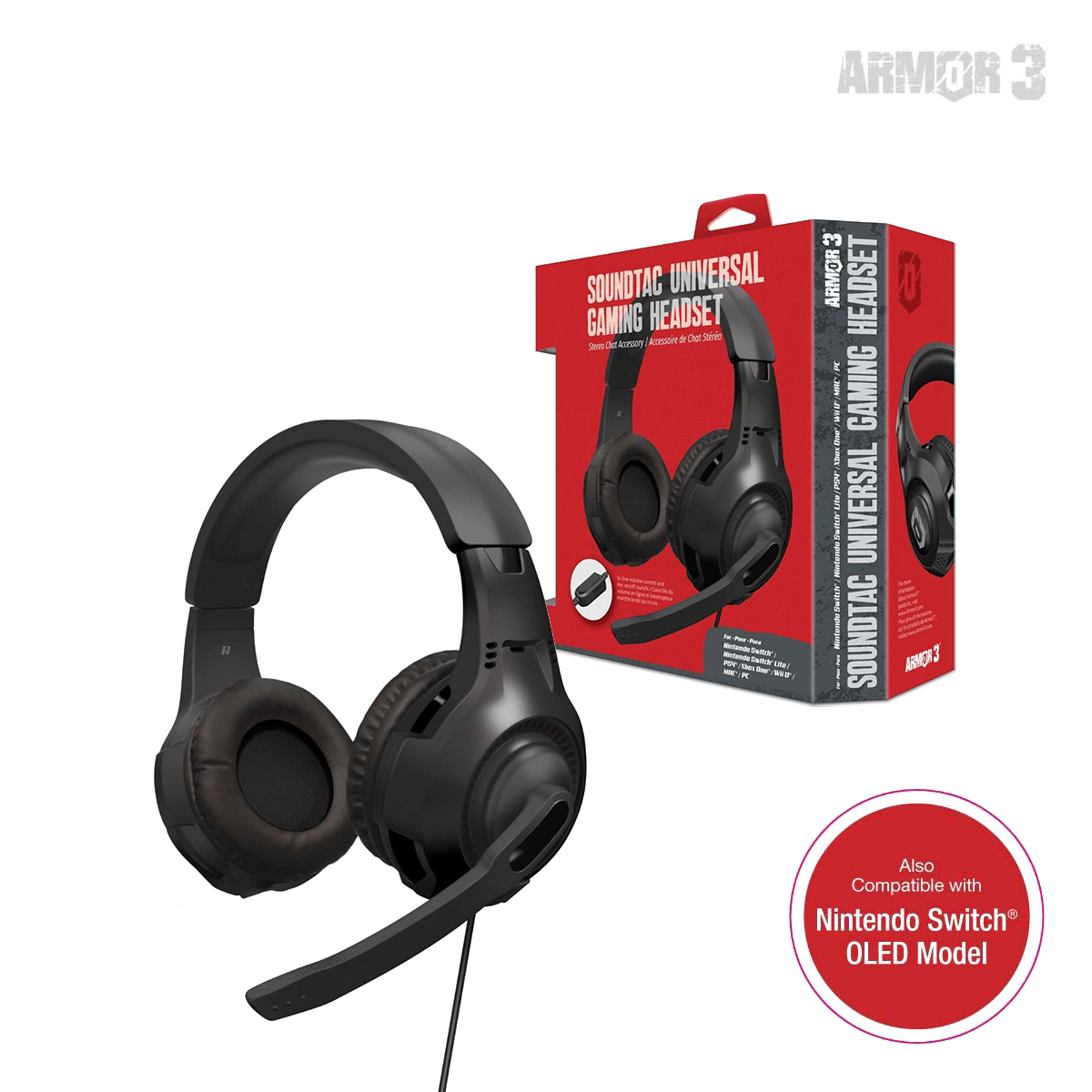 Armor3 SoundTac Universal Gaming Headset - Black - RetroguySA
