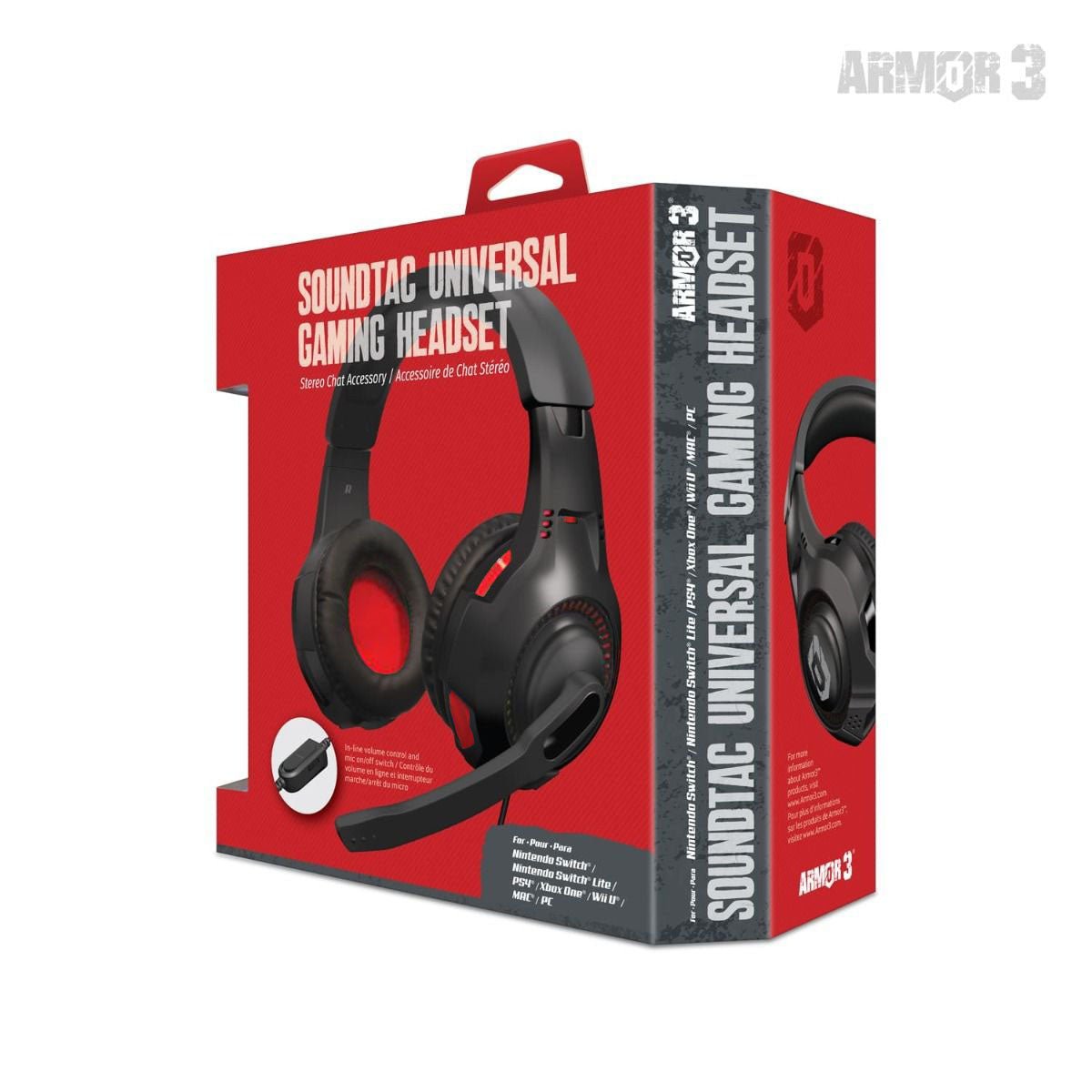 Armor3 SoundTac Universal Gaming Headset - Red - RetroguySA