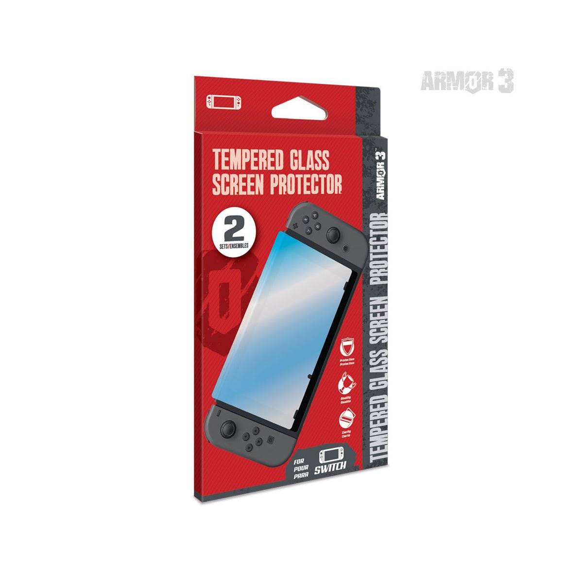 Armor3 Tempered Glass Screen Protector 2 Pack For Nintendo Switch - RetroguySA