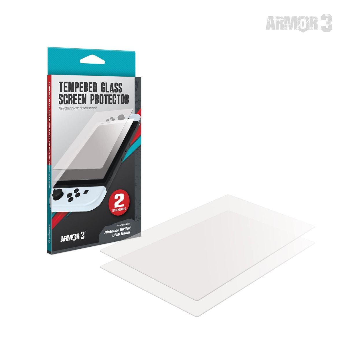 Armor3 Tempered Glass Screen Protector 2 Pack For Nintendo Switch OLED - RetroguySA