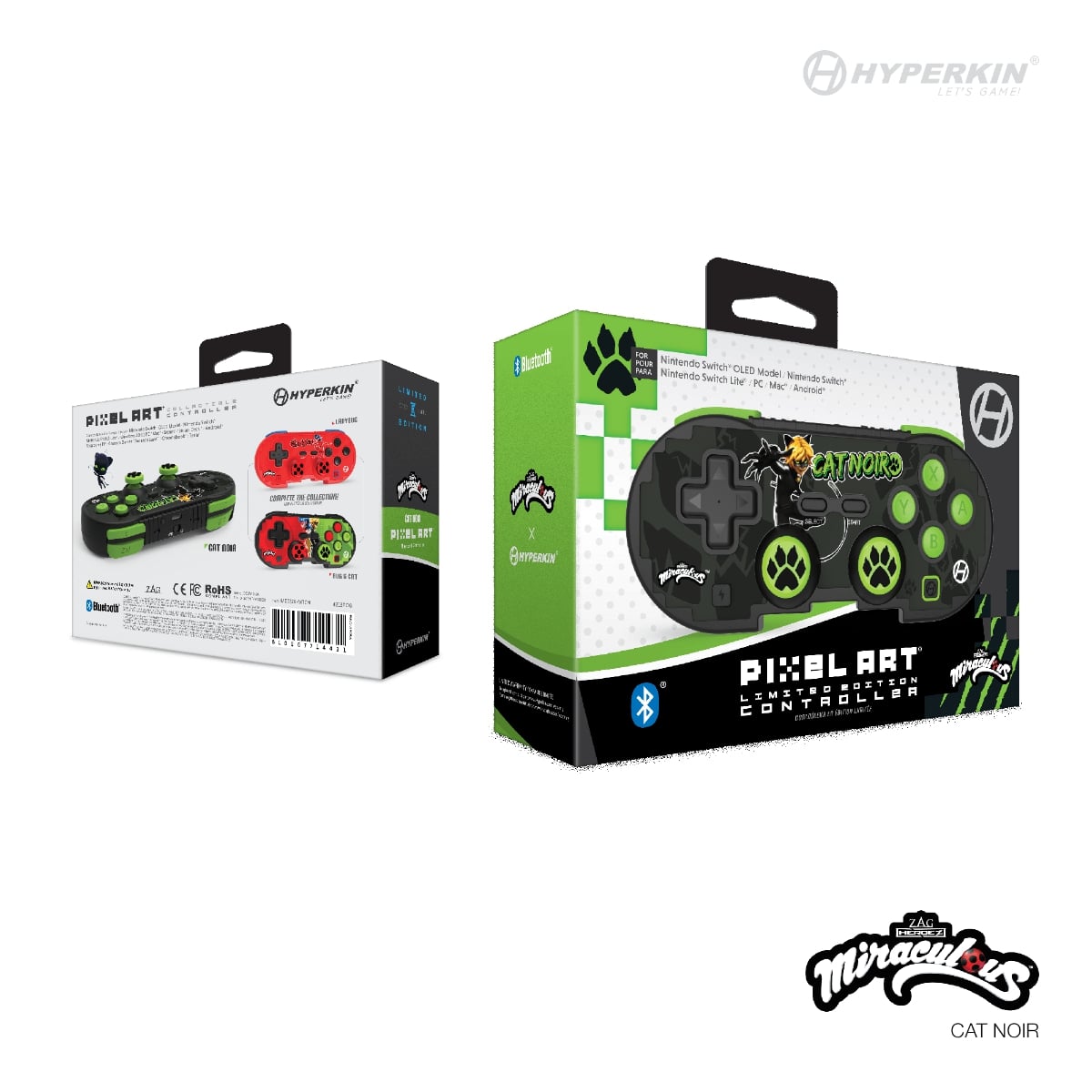 Hyperkin Official Miraculous Pixel Art Bluetooth Switch Controller - Cat Noir - RetroguySA
