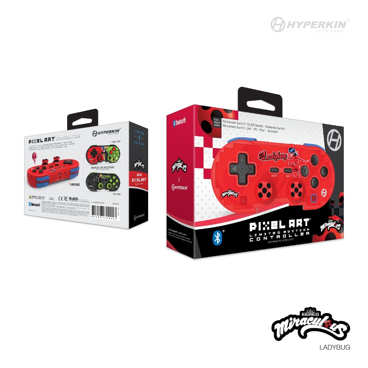 Hyperkin Official Miraculous Pixel Art Bluetooth Switch Controller - Ladybug - RetroguySA