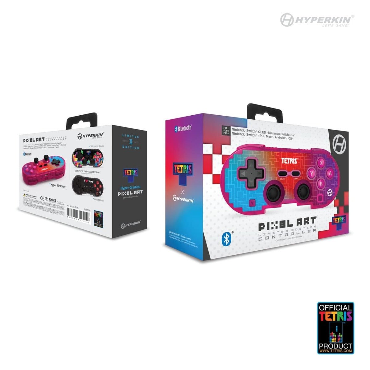 Hyperkin Official Tetris Pixel Art Bluetooth Switch Controller - Hyper Gradient - RetroguySA