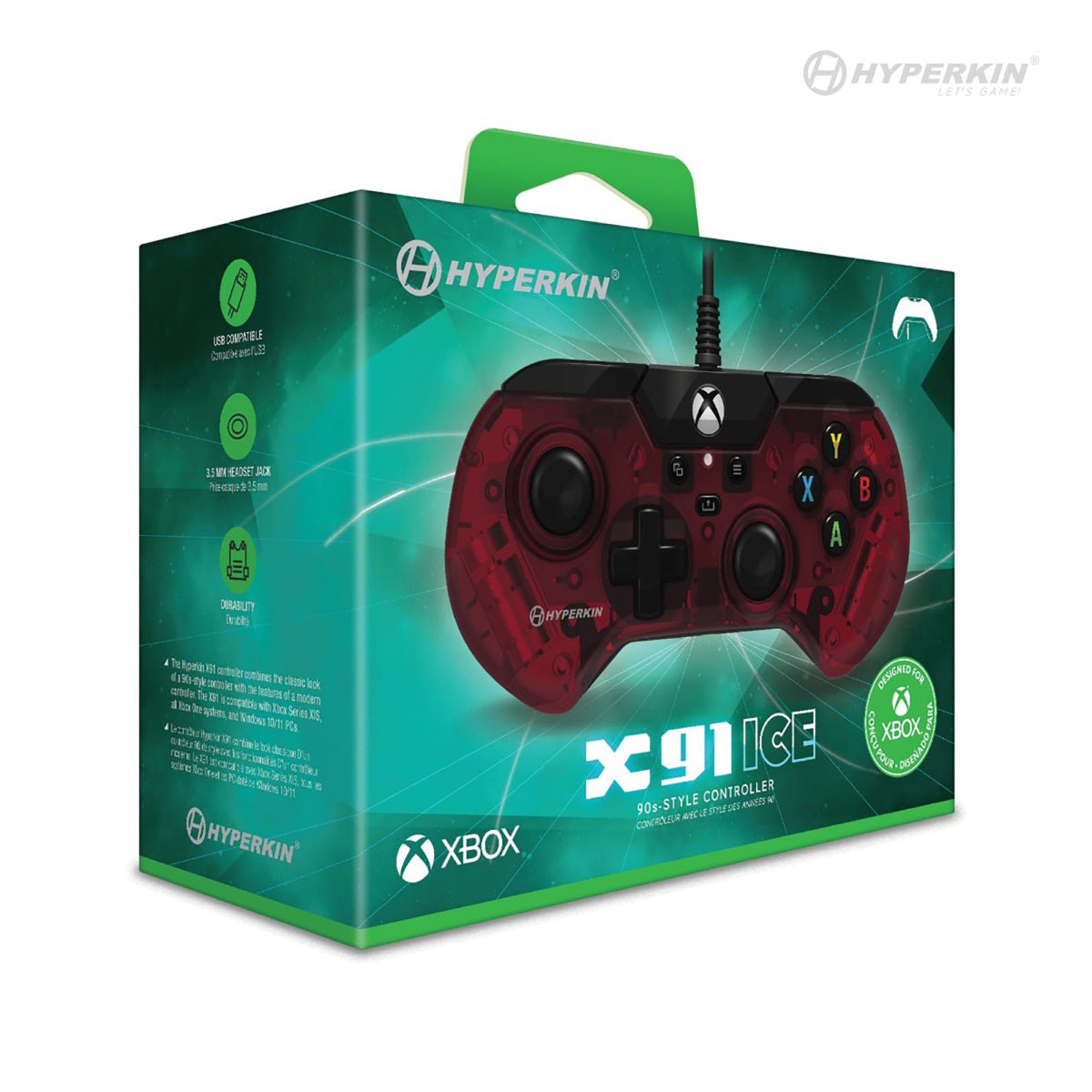 Hyperkin X91 Retro Wired Xbox Controller - Ruby Red - RetroguySA