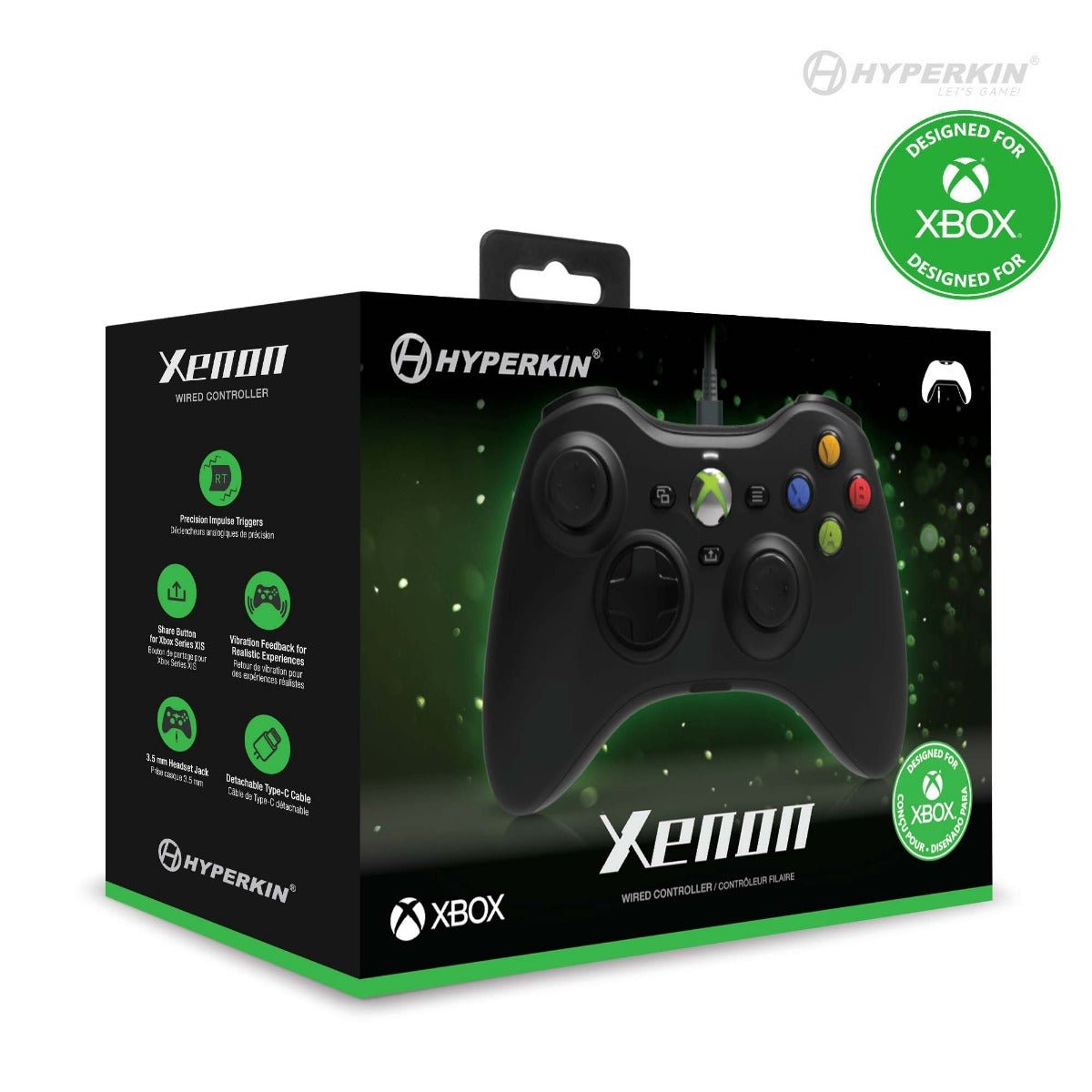 Hyperkin Xenon Wired Xbox Controller - Black - RetroguySA