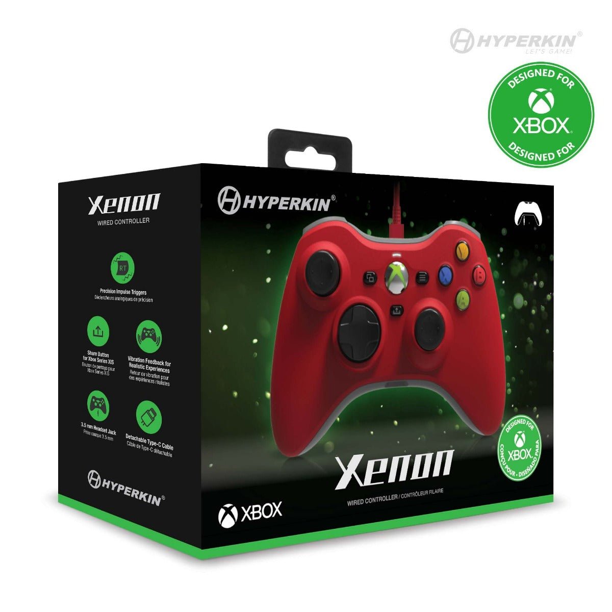 Hyperkin Xenon Wired Xbox Controller - Red - RetroguySA