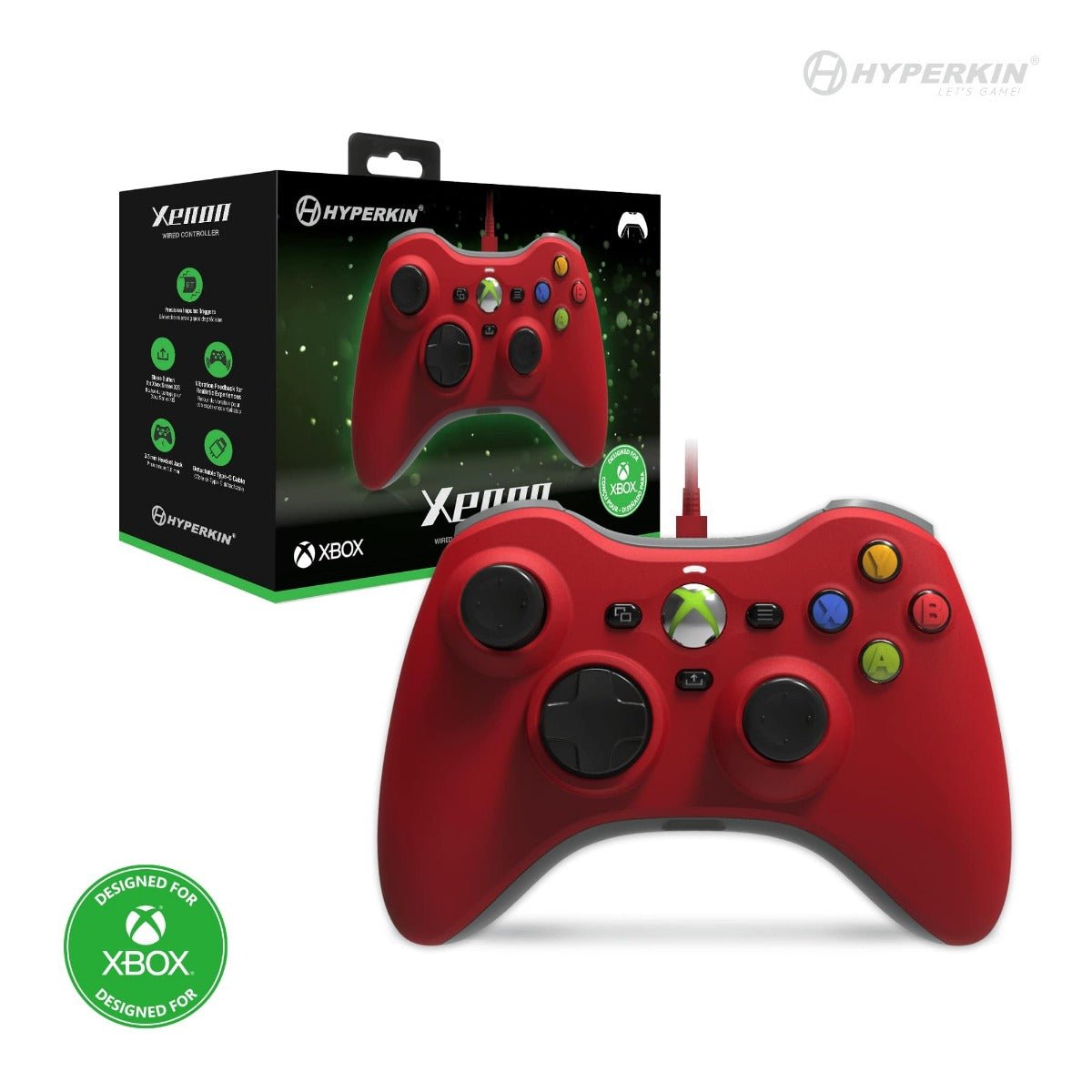 Hyperkin Xenon Wired Xbox Controller - Red - RetroguySA