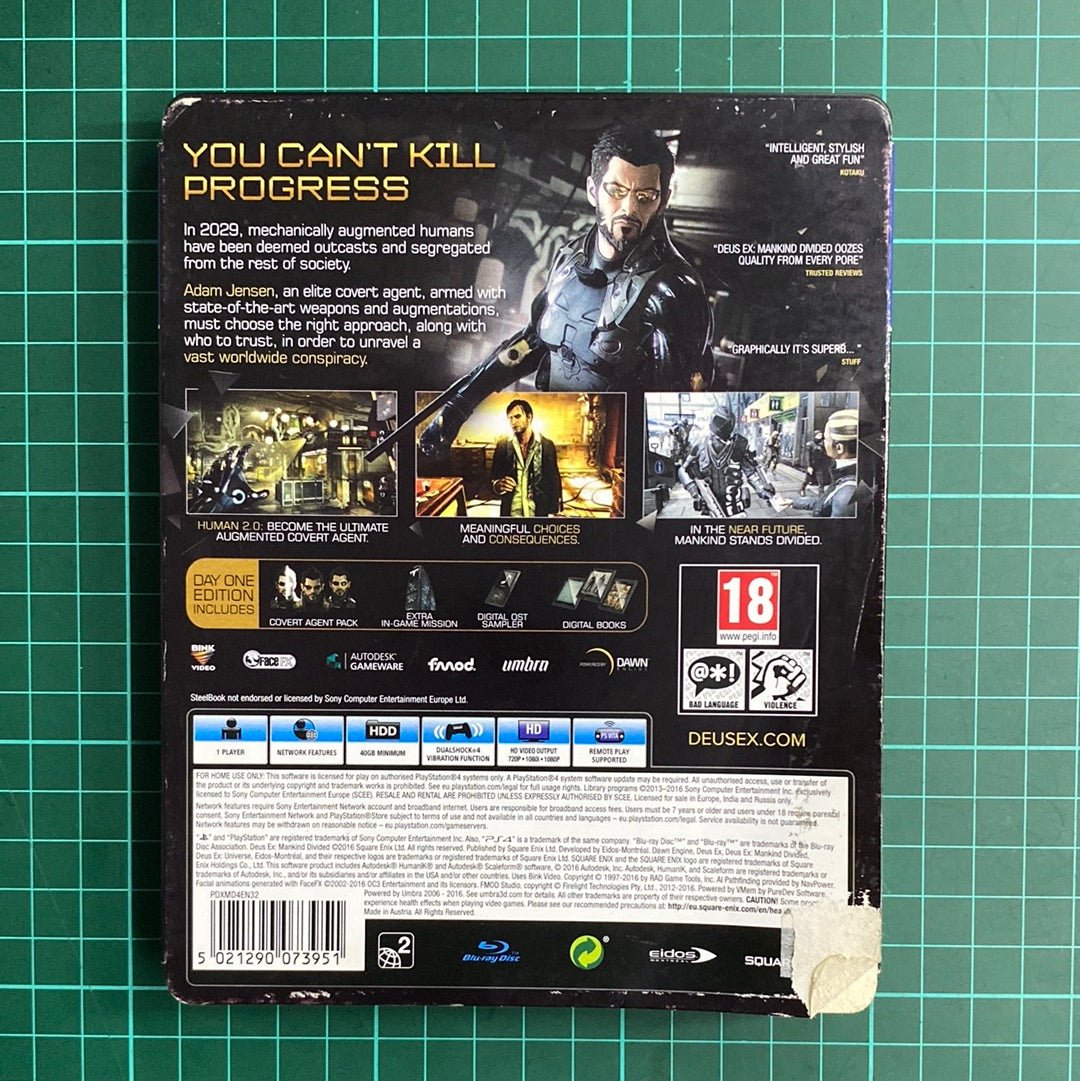 Deus Ex: Mankind Divided | Day One Edition | SteelBook | PlayStation 4 | PS4 | Used Game - RetroguySA