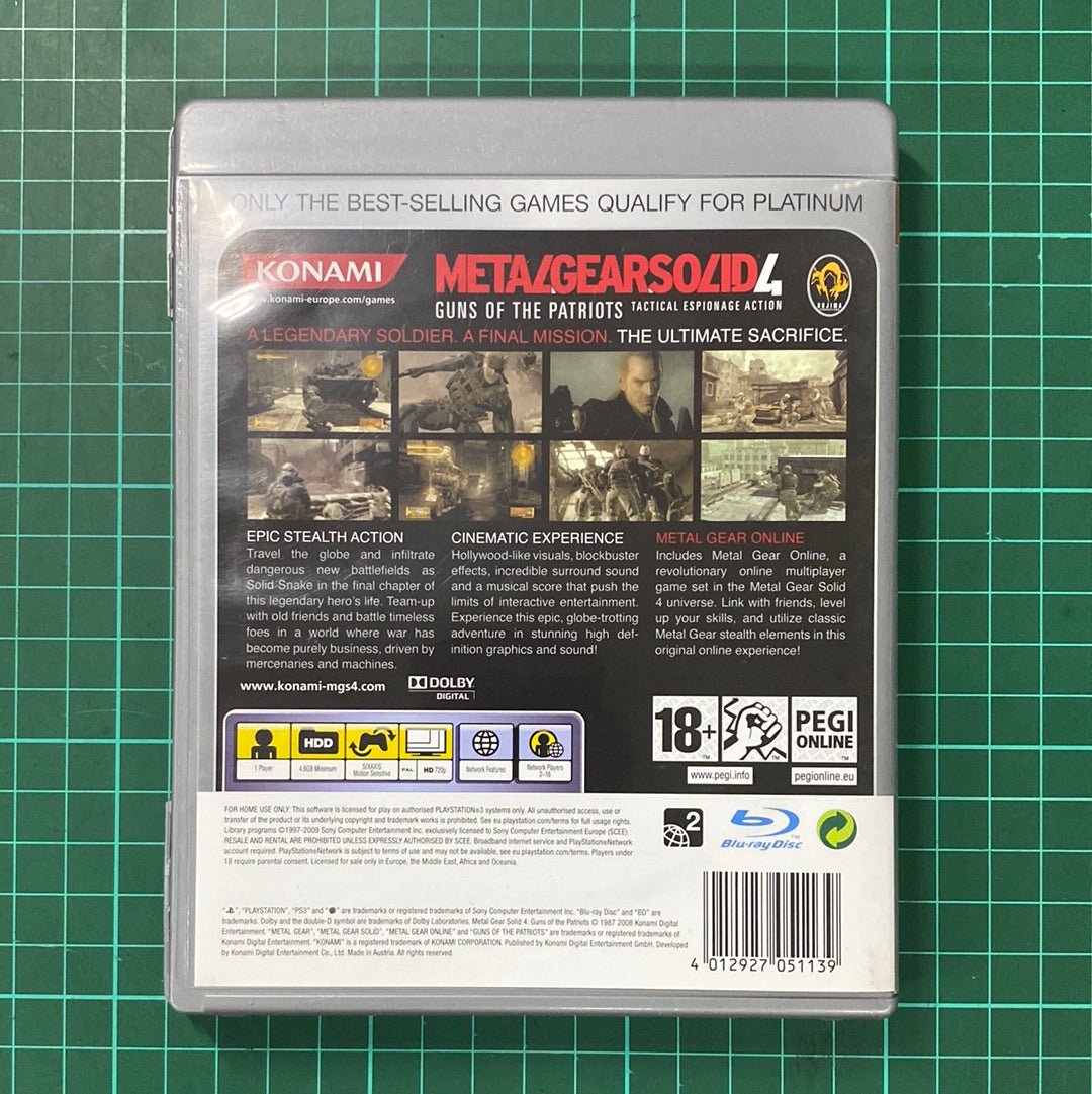 Metal Gear Solid 4 : Guns of the Patriots | PS3 | Platinum | Playstation 3 | Used Game - RetroguySA