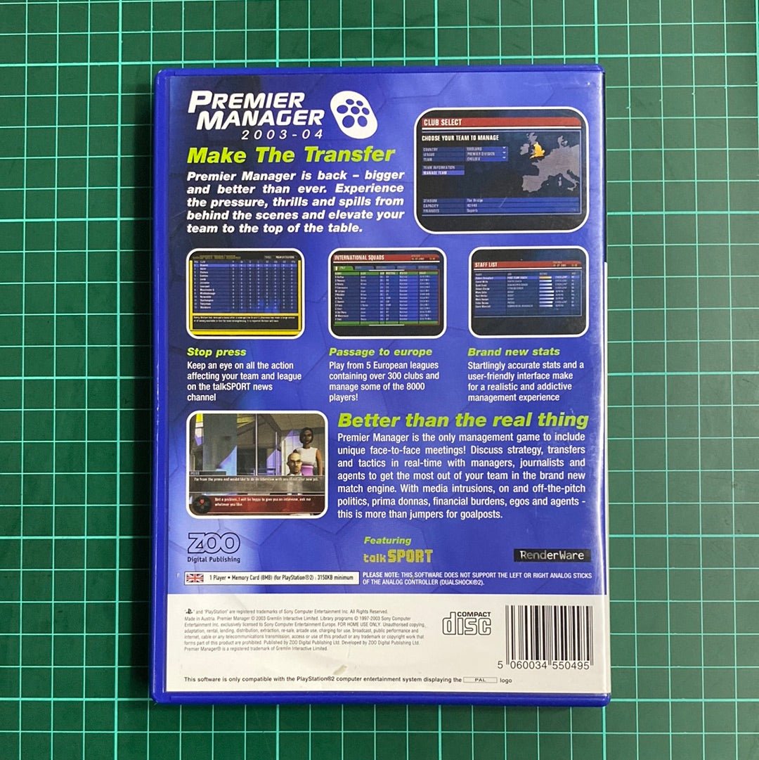 Premier Manager 2003 - 04 | PlayStation 2 | PS2 | Used Game | No Manual - RetroguySA