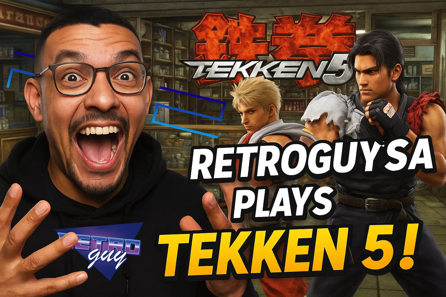Load video: A 15-minute and 35-second gameplay video of Tekken 5 played on a PlayStation 2. The video features two hosts from Retro SA engaging in head-to-head matches, commenting on their gameplay, character strategies, and the game&#39;s details. They announce that the next video will be on &quot;Need for Speed: Most Wanted.&quot;