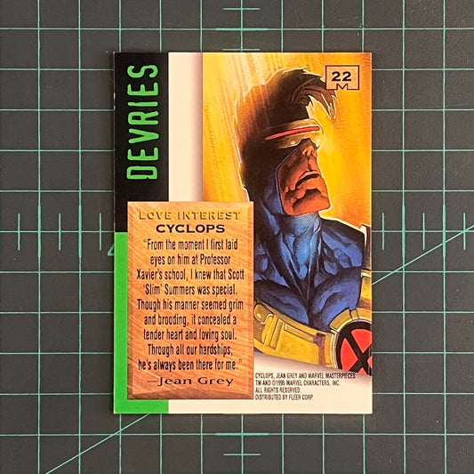 22 Cyclops | Devries | E - Motion Signature Series | 1995 | Marvel Masterpieces | Trading Card - RetroguySA
