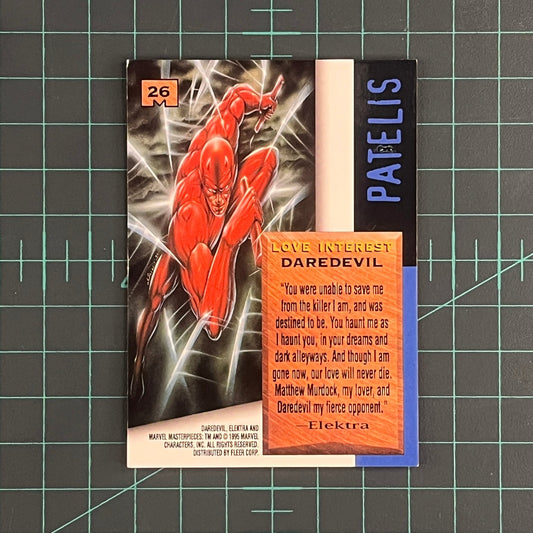 26 Daredevil | Patelis | E - Motion Signature Series | 1995 | Marvel Masterpieces | Trading Card - RetroguySA