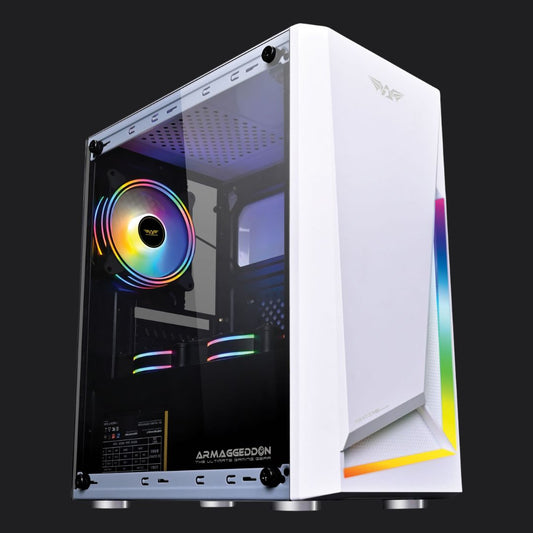 Armaggeddon Nimitz N5 Aurora Micro-ATX Gaming Case (No Fans) - White