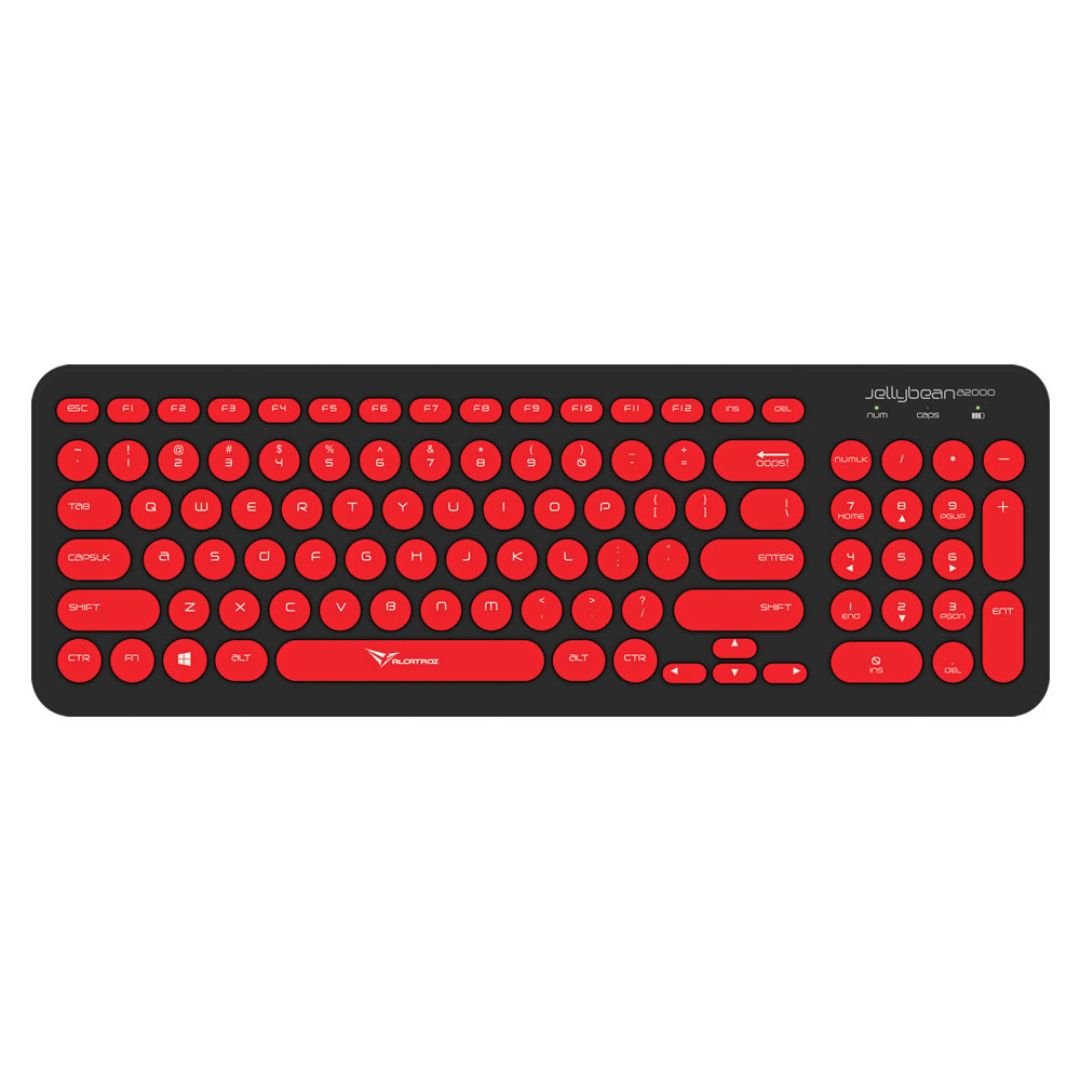 Alcatroz A2000 Jellybean Wireless Keyboard and Mouse Combo - Black/Red - RetroguySA