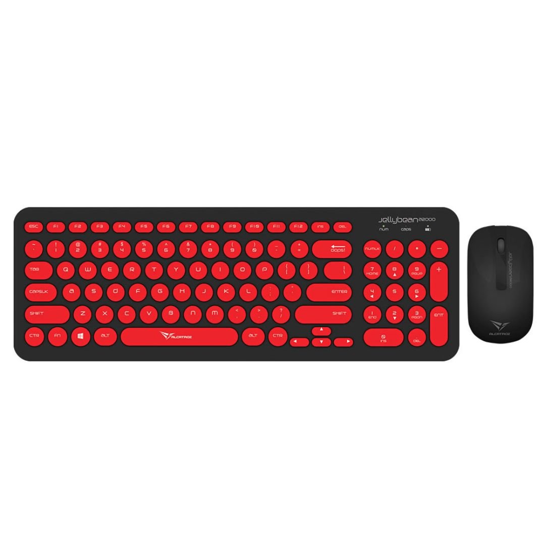 Alcatroz A2000 Jellybean Wireless Keyboard and Mouse Combo - Black/Red - RetroguySA